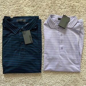 Lot of 2: G/Fore Twilight Pencil Stripe Tech And Feeder Stripe Polo